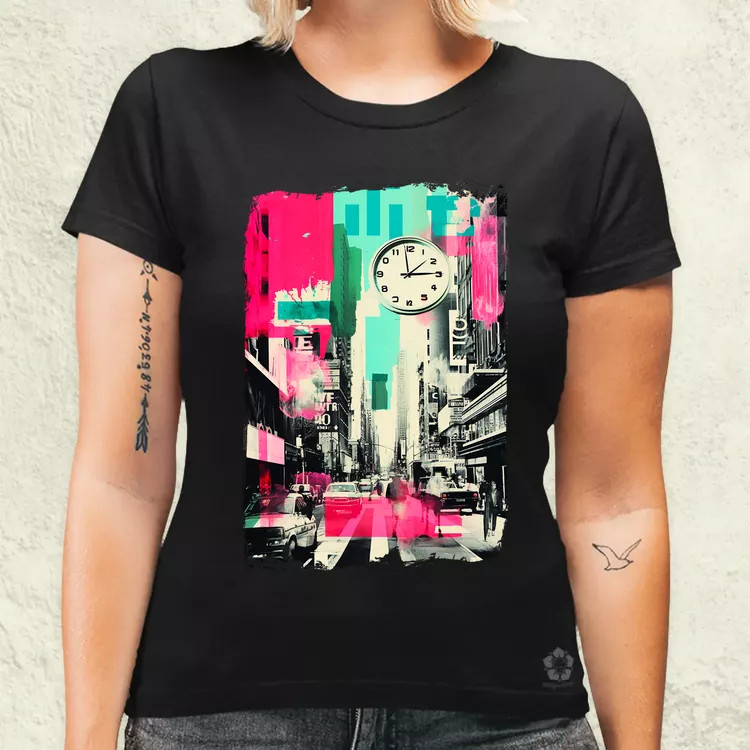 Pop art idő kollázs v4 női póló