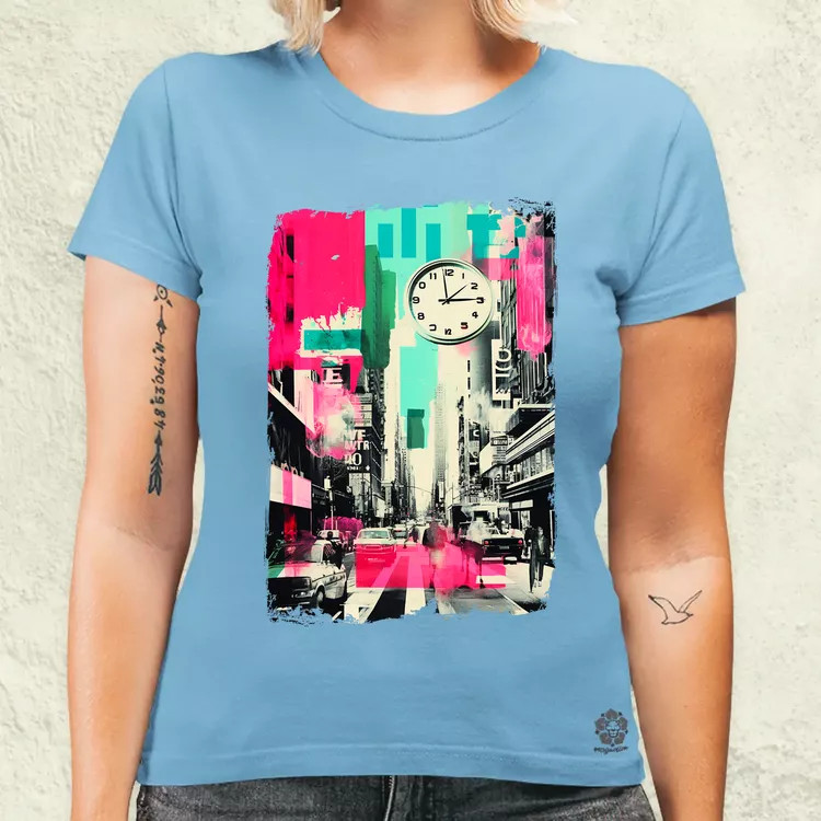 Pop art idő kollázs v4 női póló