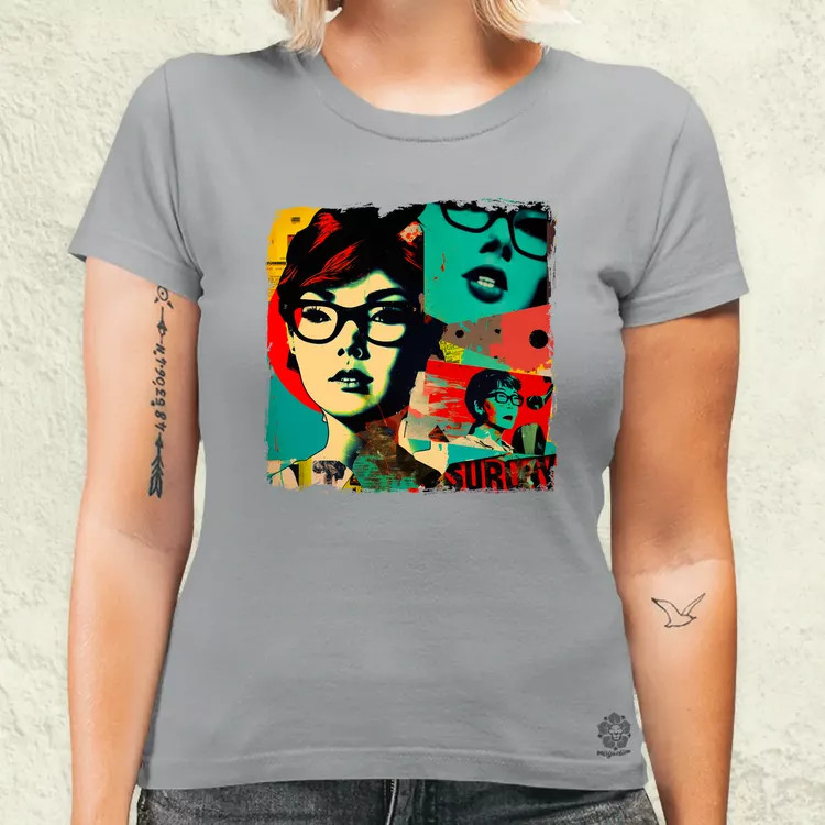 Pop art kollázs v2 női póló
