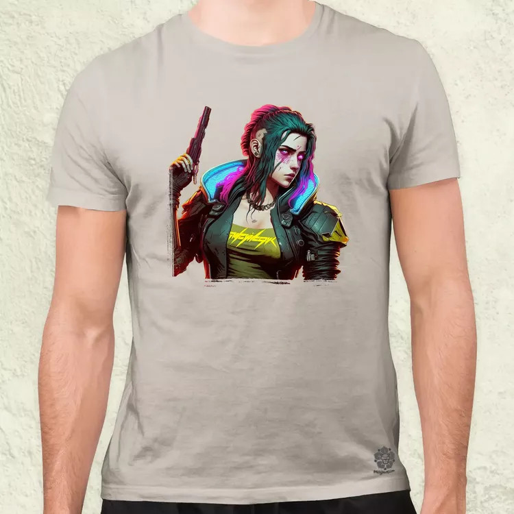 Cyberpunk nő fanart férfi póló