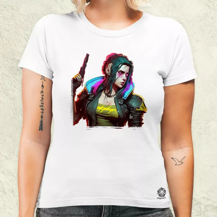 Cyberpunk nő fanart női póló