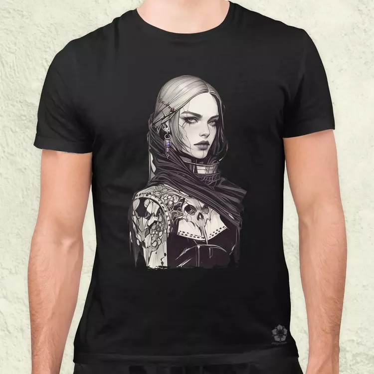 Dark cyberpunk portré v12 férfi póló