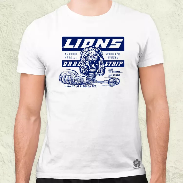 Lions Drag Strip kék férfi póló