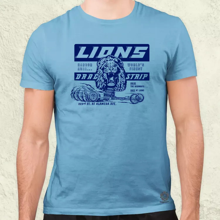 Lions Drag Strip kék férfi póló