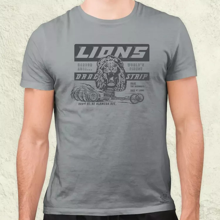 Lions Drag Strip szürke férfi póló