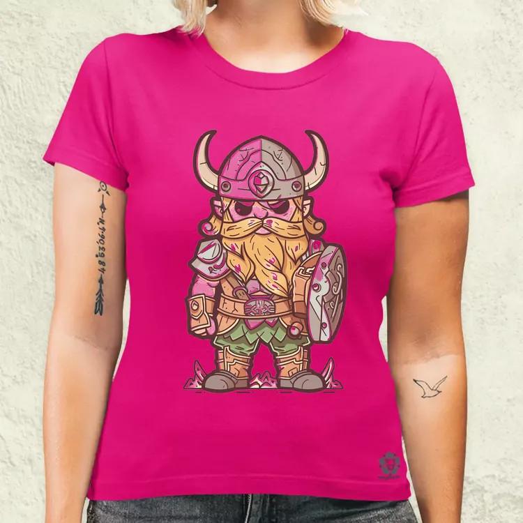 Színes viking vonalrajz női póló