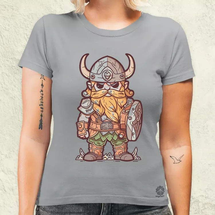 Színes viking vonalrajz női póló