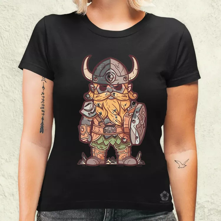 Színes viking vonalrajz női póló