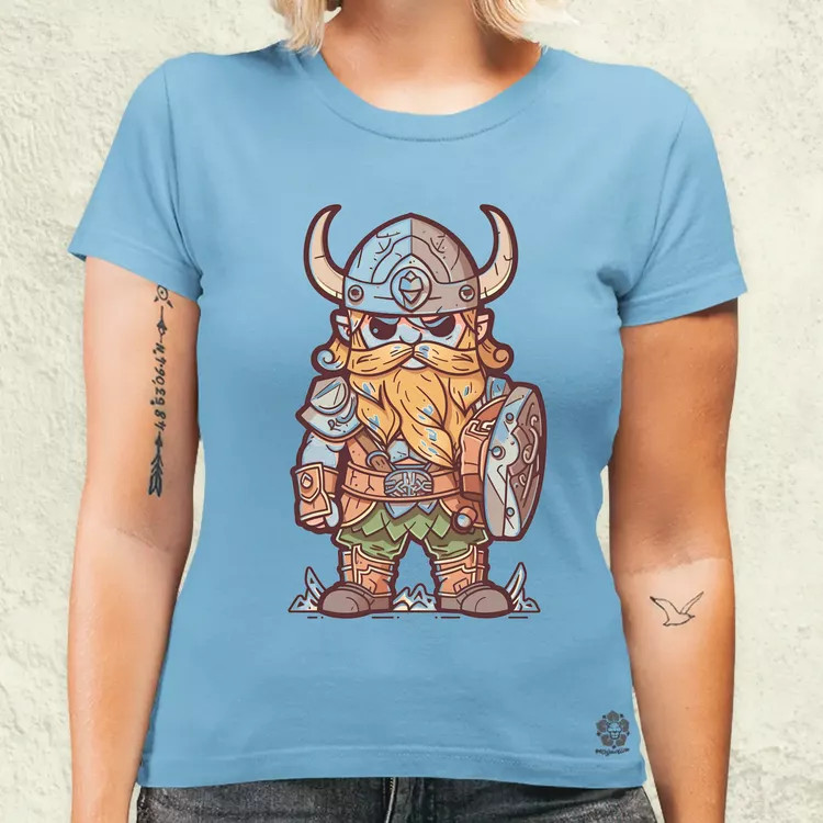 Színes viking vonalrajz női póló