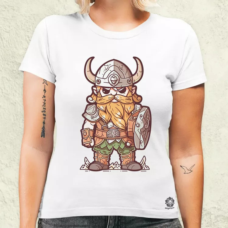 Színes viking vonalrajz női póló