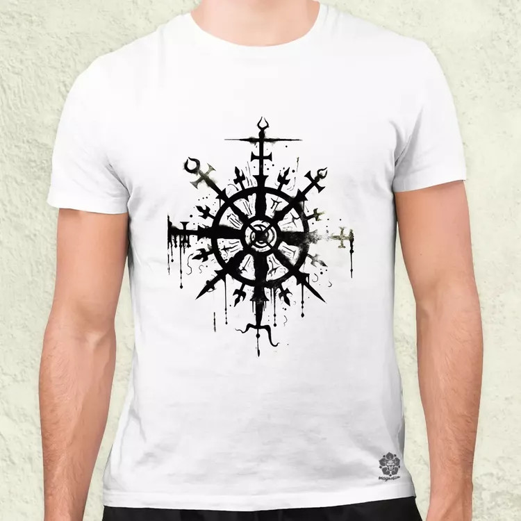Vegvísir rúna v1 férfi póló