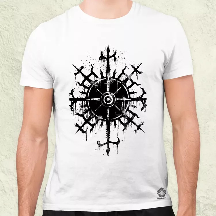 Vegvísir rúna v2 férfi póló