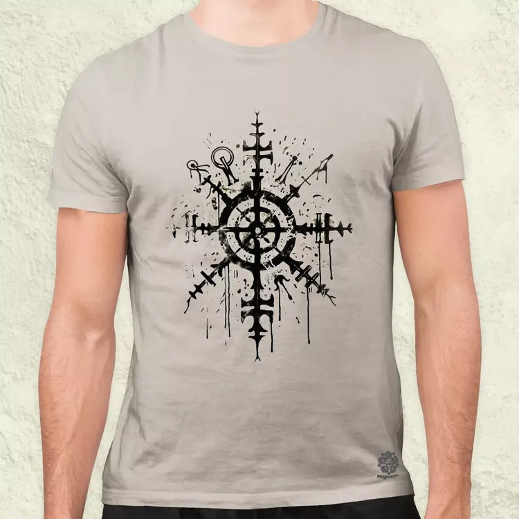 Vegvísir rúna v3 férfi póló