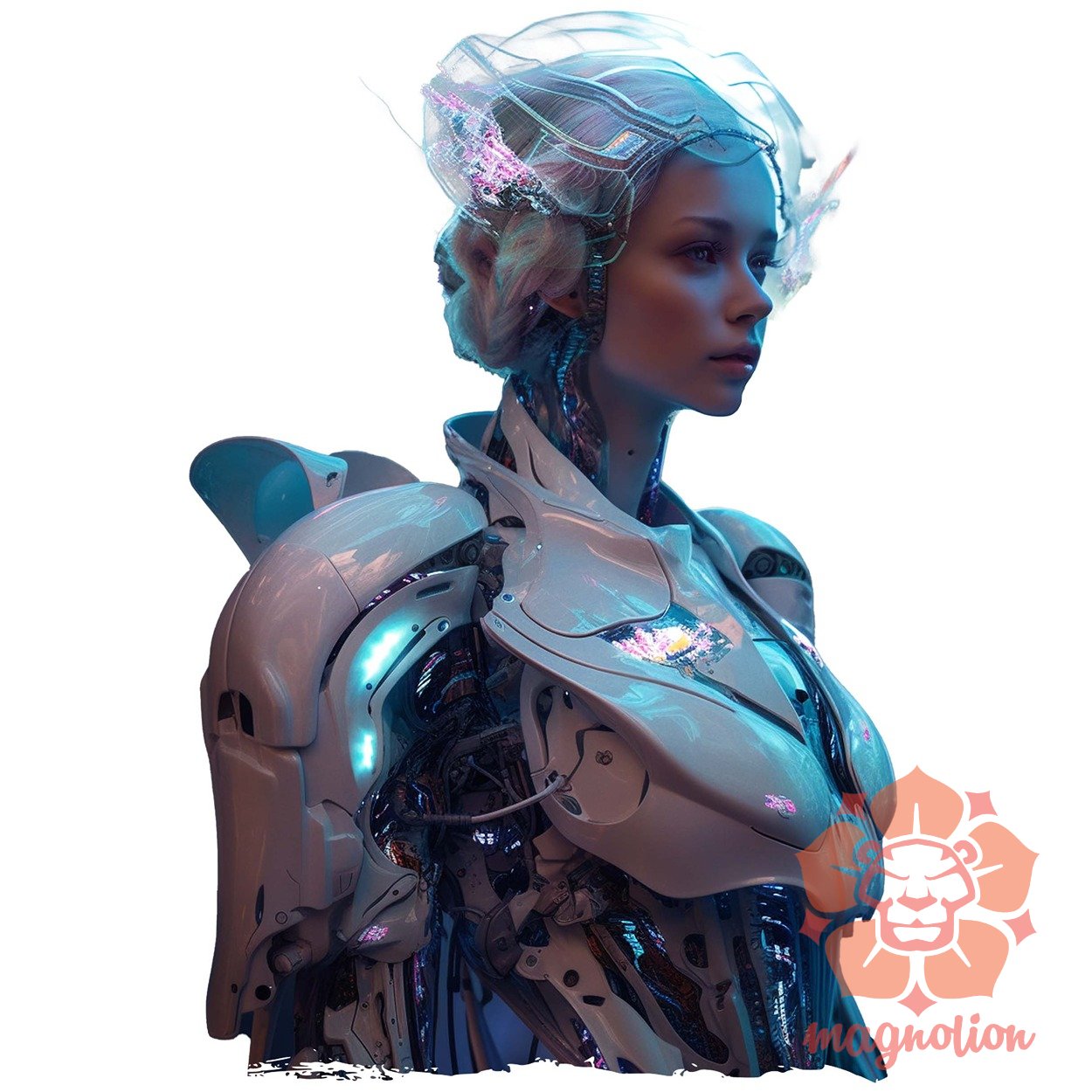 Fotorealsiztikus részletes női cyborg