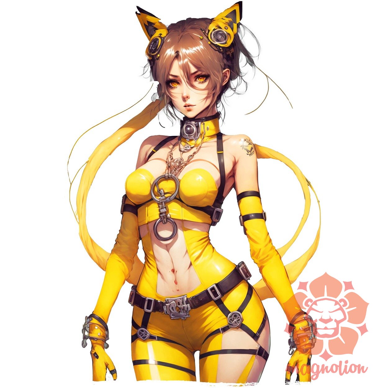 Fotorealisztikus sárga anime lány v3