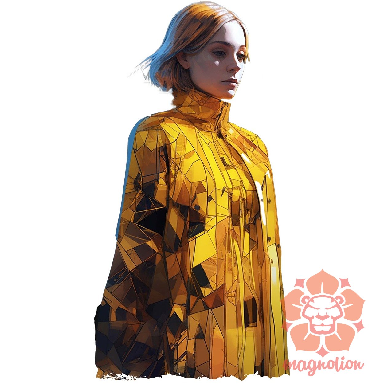 Mozaik sárga ruhás nő v2
