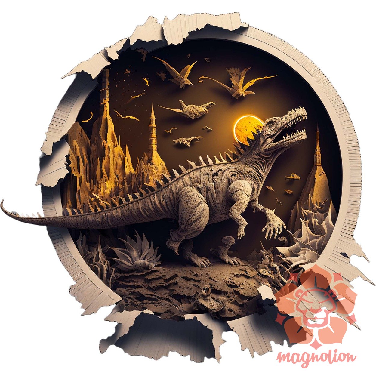 Kivágott papír művészet Dinoszaurusz v5