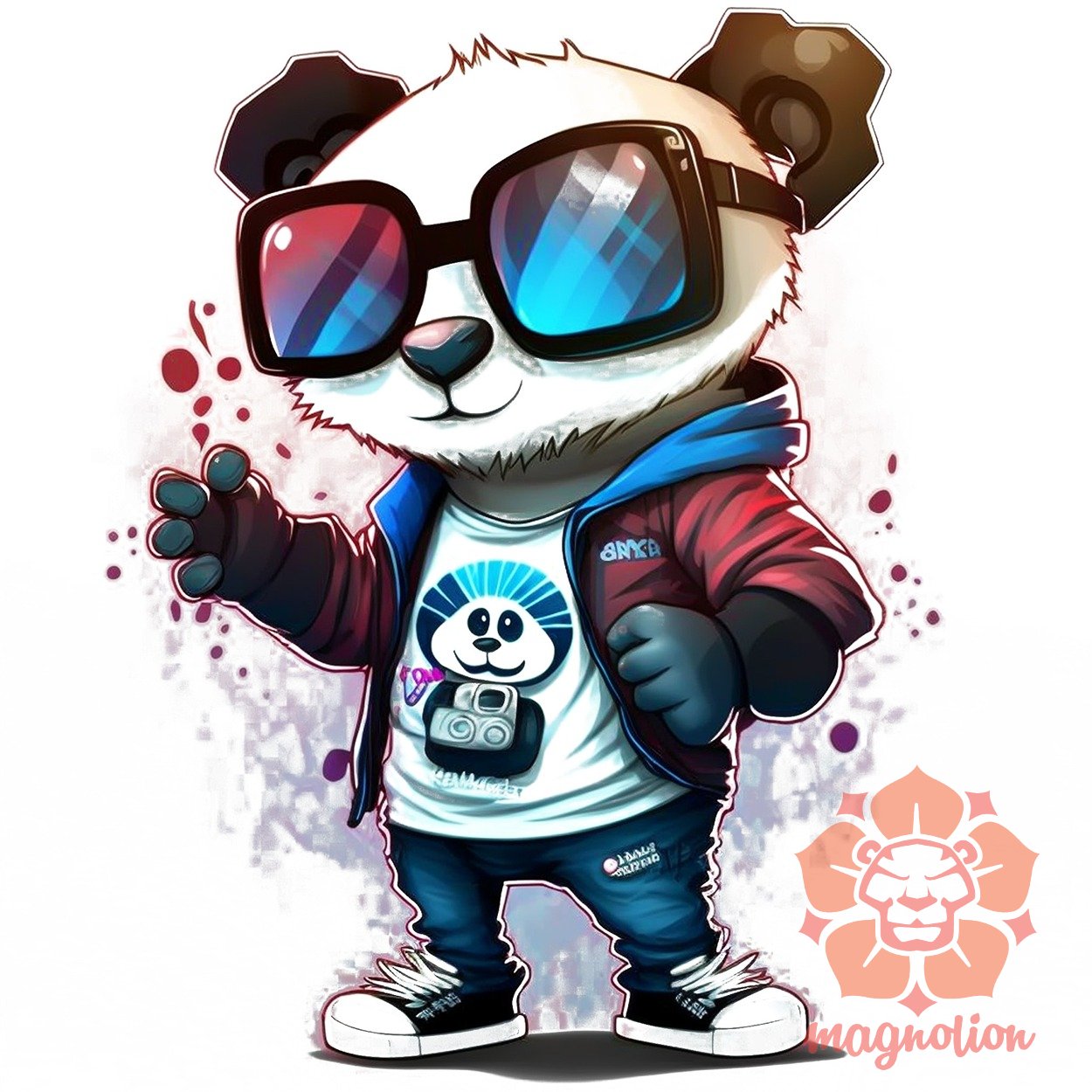 Piros-kék szemüveges panda