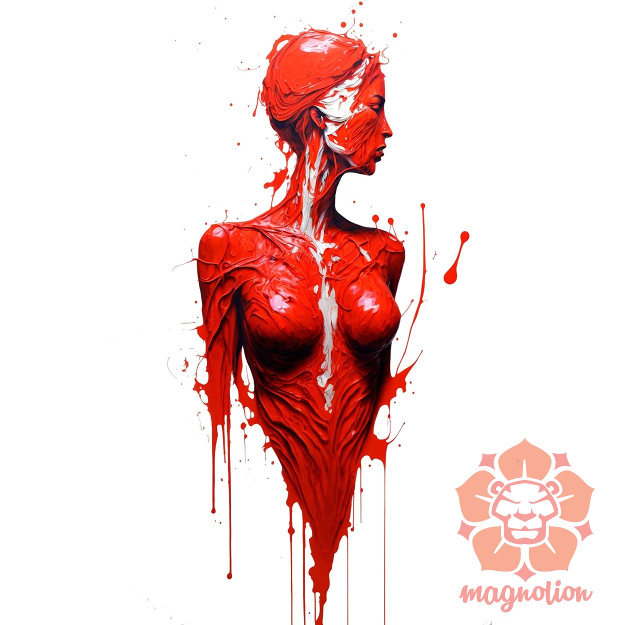 Piros csöpögő női festmény