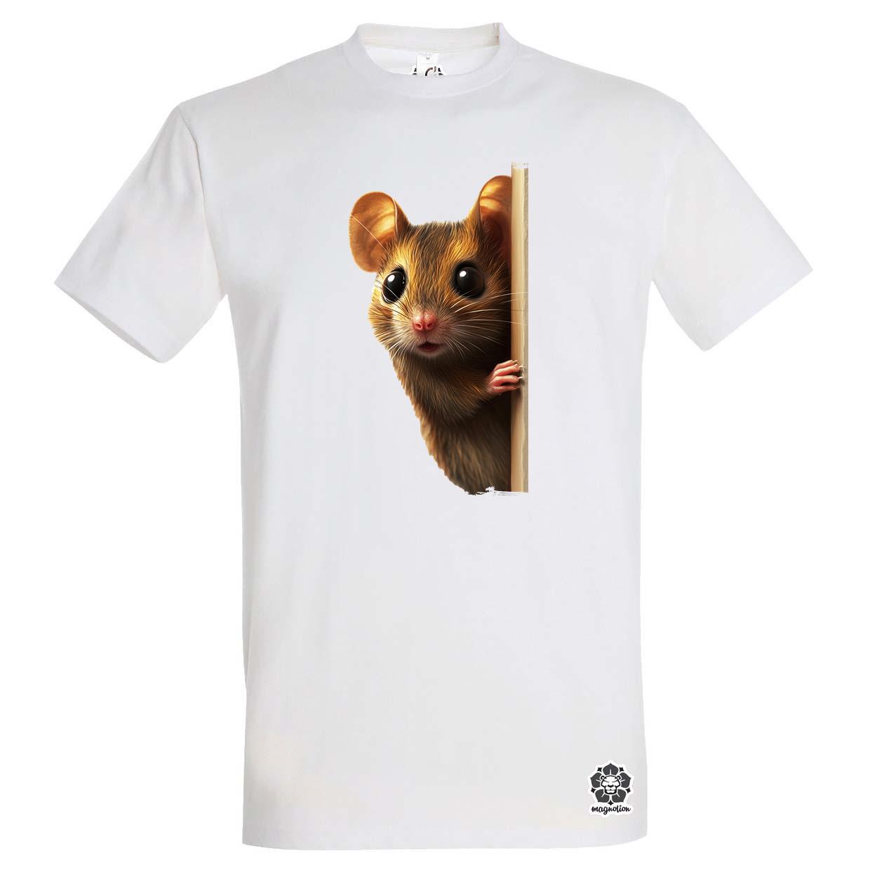 Egér kukucskál v2 egyedi póló 
