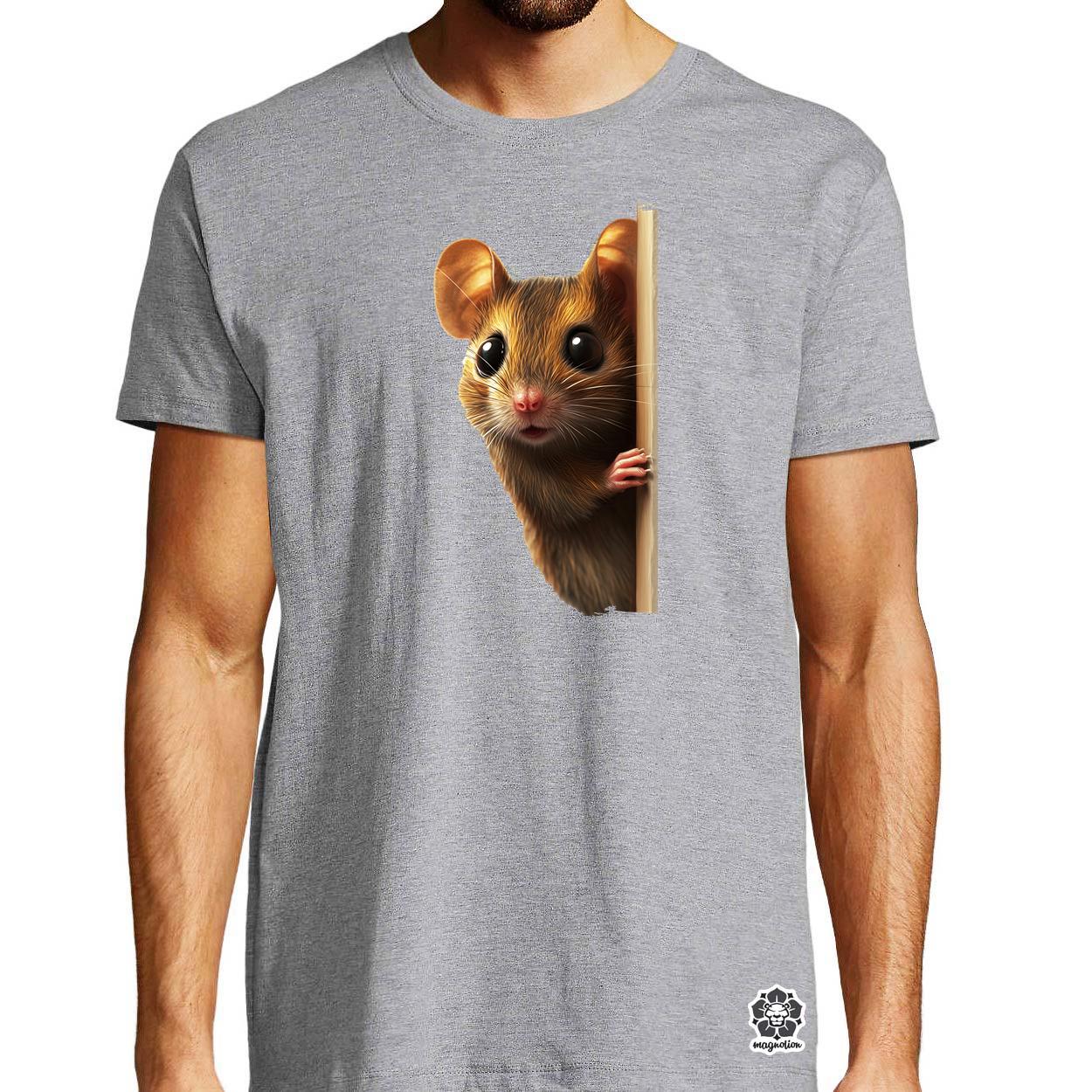 Egér kukucskál v2 egyedi póló 