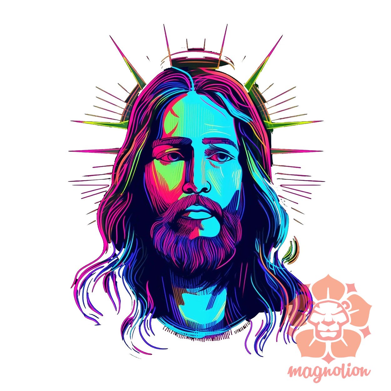 Retró neon Jézus v2