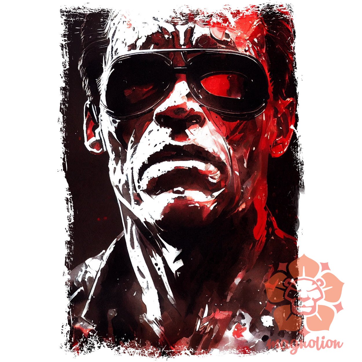 Fekete-fehér Terminator rajz