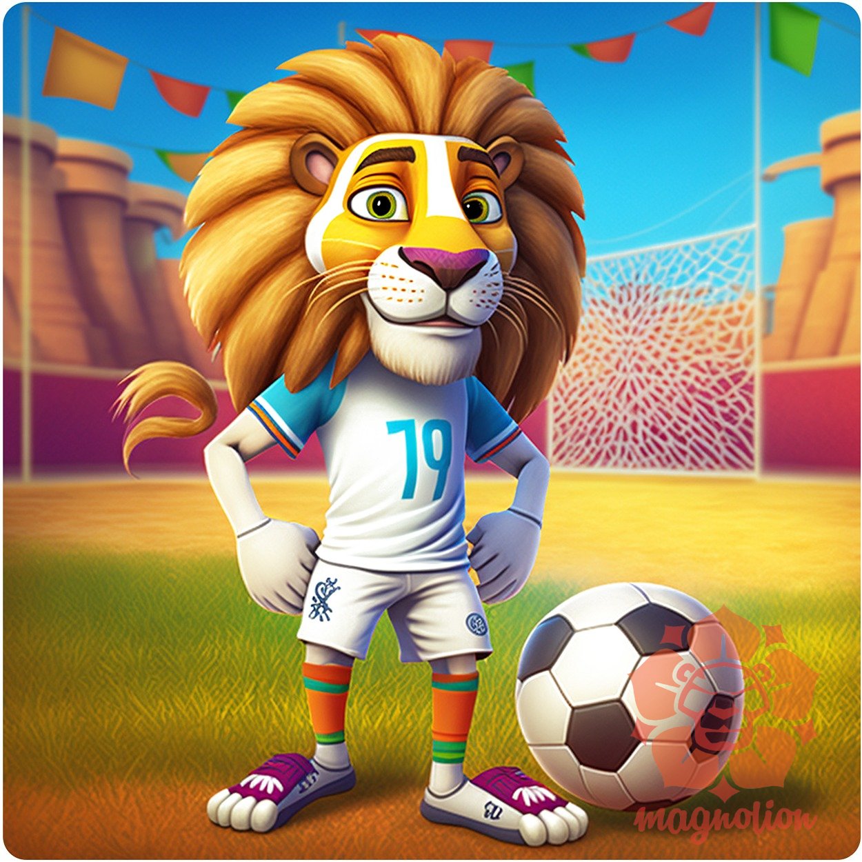Aranyos rajzfilm focista oroszlán