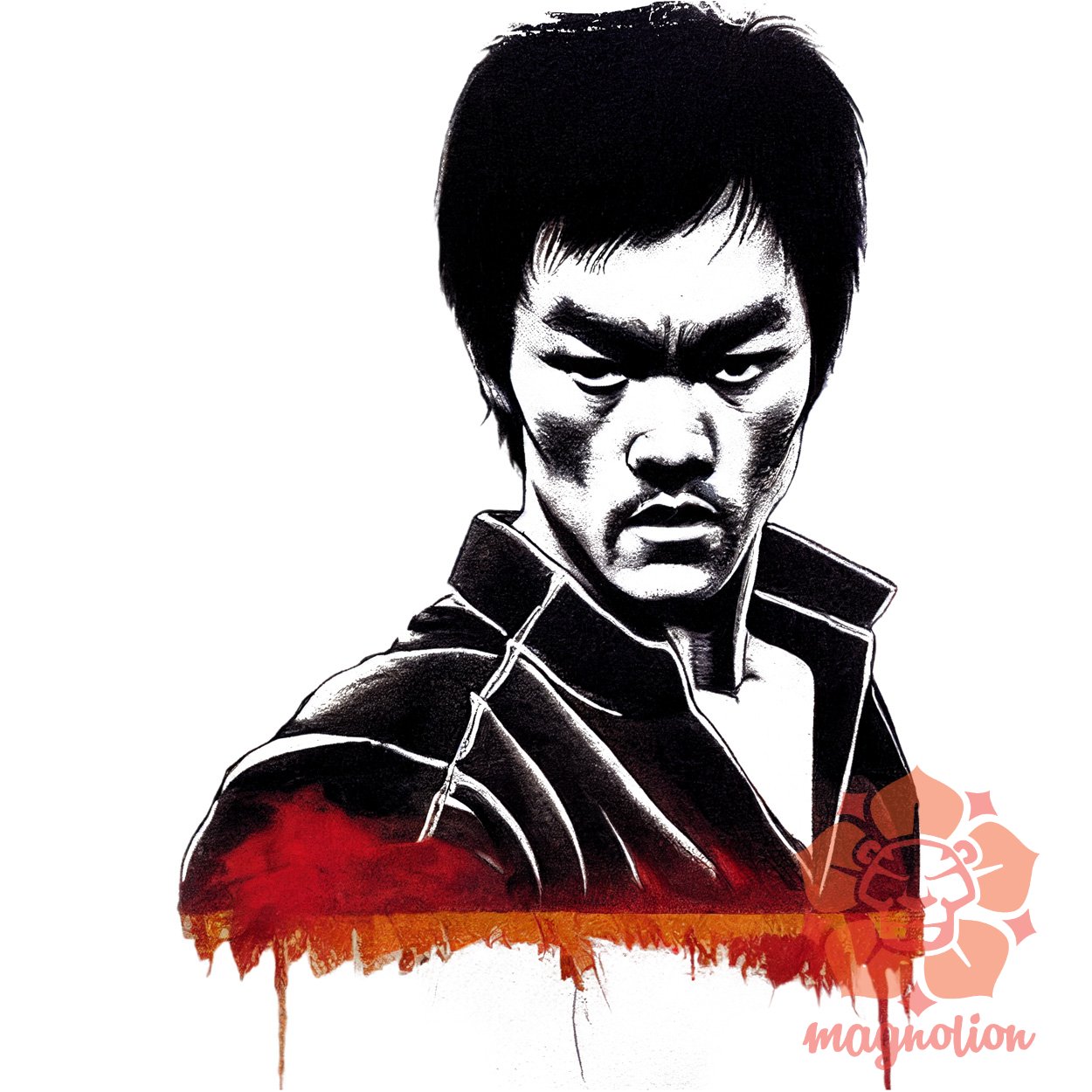 Karaktertanulmány fekete-fehér Bruce Lee