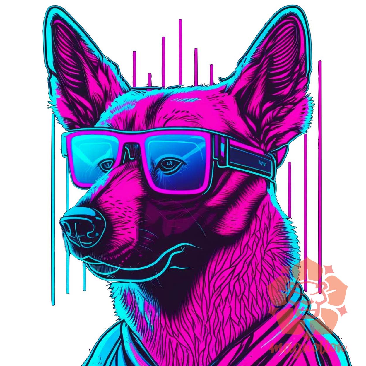Retró hullám kutya szemüvegben v2