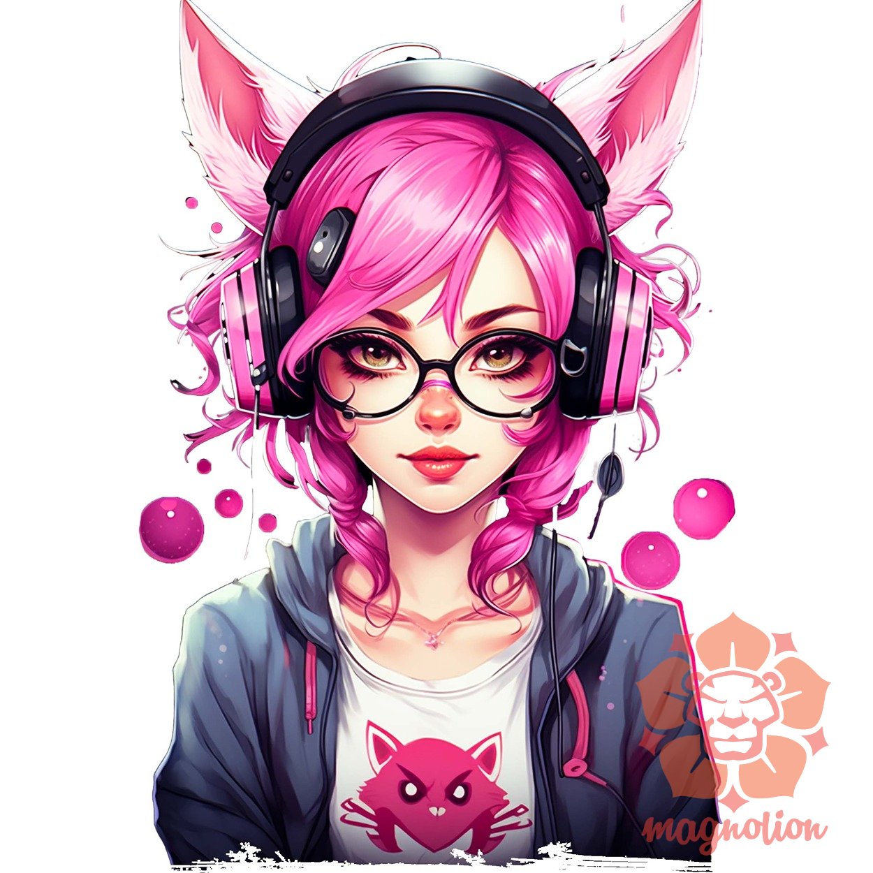 Pink gamer macskalány v1
