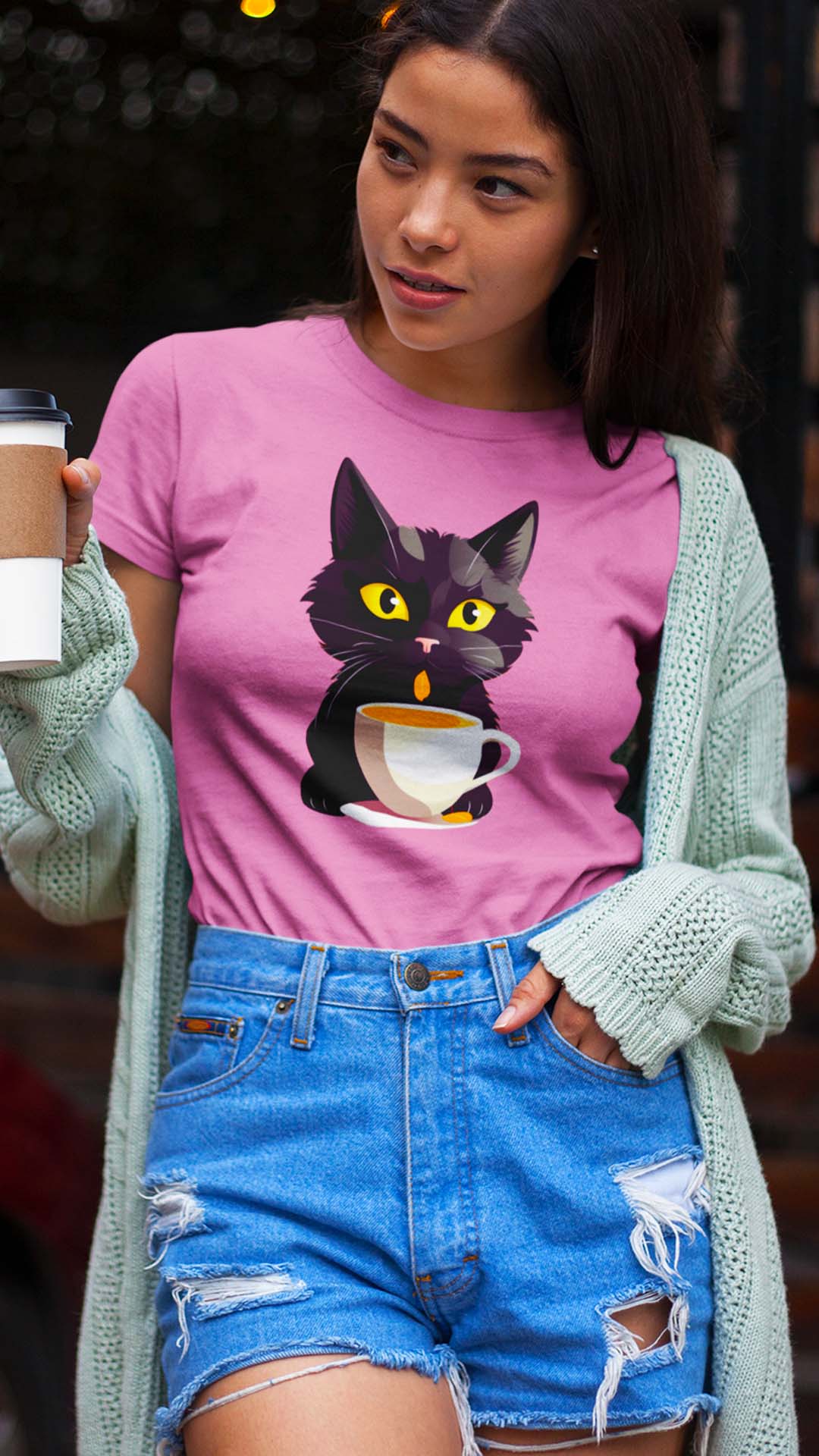 Macska és kávé v1 póló