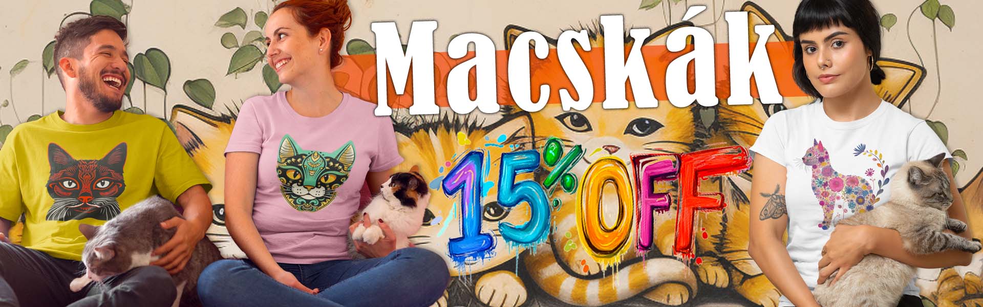 Egyedi macskás pólók 15% OFF